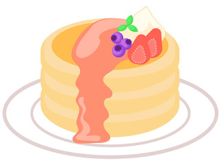 かわいくて美味しいパンケーキのイラスト