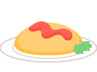 美味しいオムレツのシンプルなイラスト