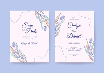 Beautiful flower with pastel color Wedding invitation template