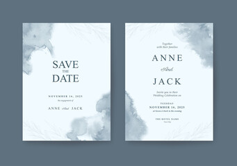 Beautiful grey watercolor wedding invitation template