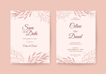 Beautiful sweet creamy wedding invitation template