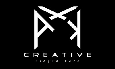 geometric monogram letters AXK logo design vector, business logo, icon shape logo, rectangle squire polygon letters modern unique minimalist creative logo design, vector template