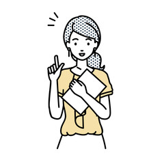 立って書類を手に持って何かひらめいたオフィスカジュアルの女性