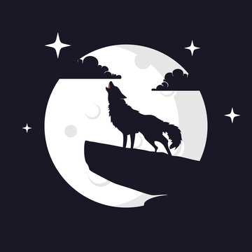recommend clip art: Illustration Vector Graphic of Wolf with Moon Background. Perfect to use for T-shirt or Event