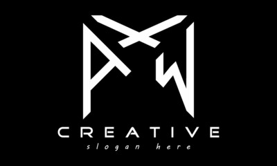 geometric monogram letters AXW logo design vector, business logo, icon shape logo, rectangle squire polygon letters modern unique minimalist creative logo design, vector template