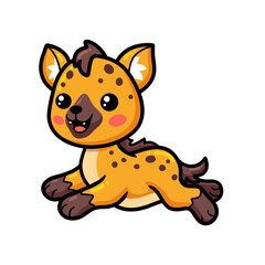 Cute baby hyena cartoon running