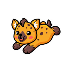 Cute baby hyena cartoon leaping