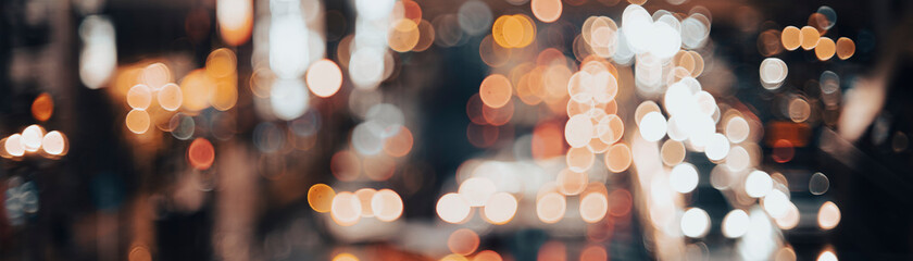 夜の道路 カラフルな丸ボケ