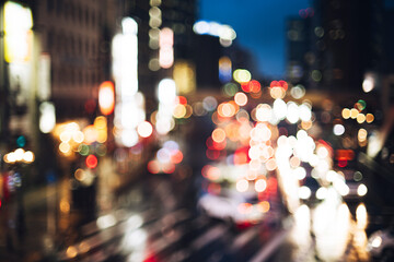 夜の道路 カラフルな丸ボケ