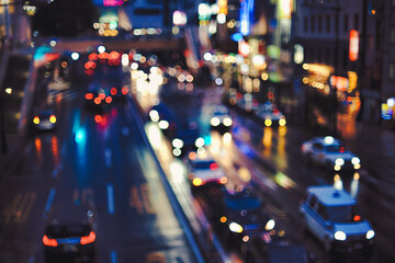 夜の道路 カラフルな丸ボケ