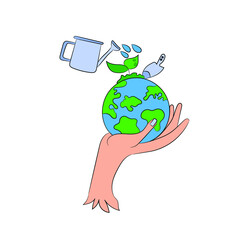 Reforestation, World Environment Day, World Heart Day, Garden, Trees, Save World, Earth Day, Nature and Ecology Concept. Cartoon People Vector Illustration