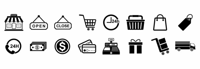E-commerce icon set, shopping icon set, E-commerce vector  set sign symbol