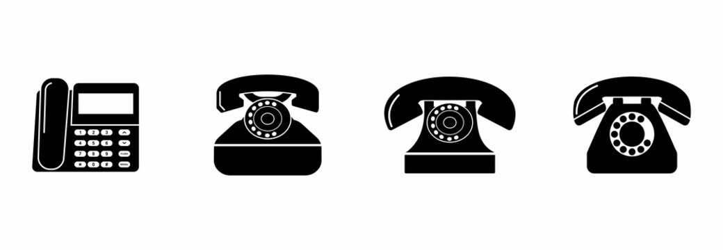 telephone icon set, old telephone icon vector sign symbol
