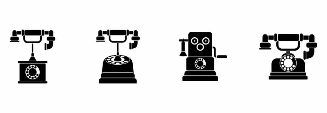 telephone icon set, old telephone icon vector sign symbol
