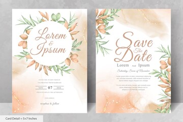 Arrangement Floral Wedding Invitation Set with  Greenery Watercolor Leaves