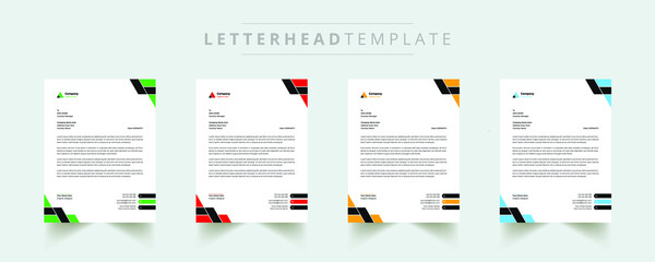Professional business letterhead design in red, yellow, green & blue for the corporate office. Vector design illustration. Simple & creative modern corporate letterhead template in a4 size
