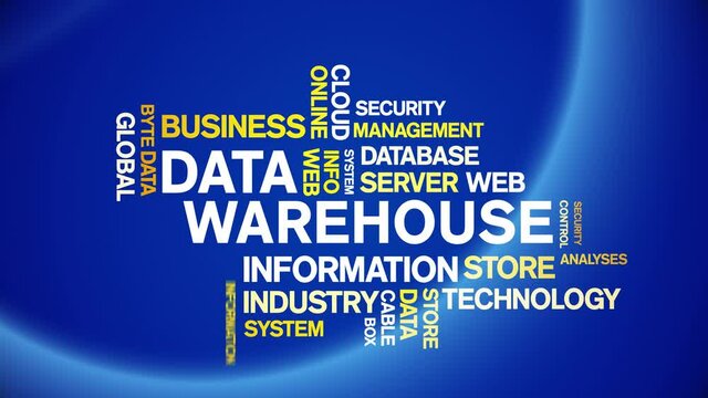 4k Data Warehouse Animated Tag Word Cloud;Text Design big data Animation typography seamless loop.