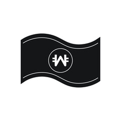 Korean Won icon design isolated on white background. 