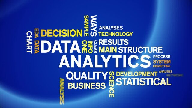 4k Data Analytics Animated Tag Word Cloud;Text Design big data Animation typography seamless loop.