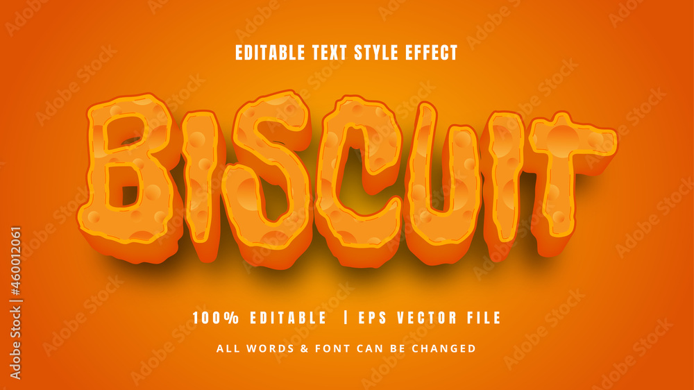 Poster biscuit playful 3d text style effect. editable illustrator text style.