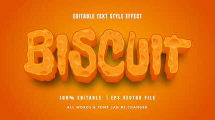 Biscuit Playful 3d Text Style Effect. Editable illustrator text style.