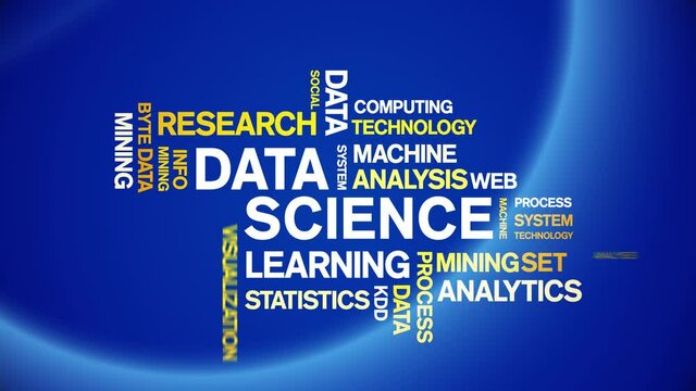 4k Data Science Animated Tag Word Cloud;Text Design big data Animation typography seamless loop.