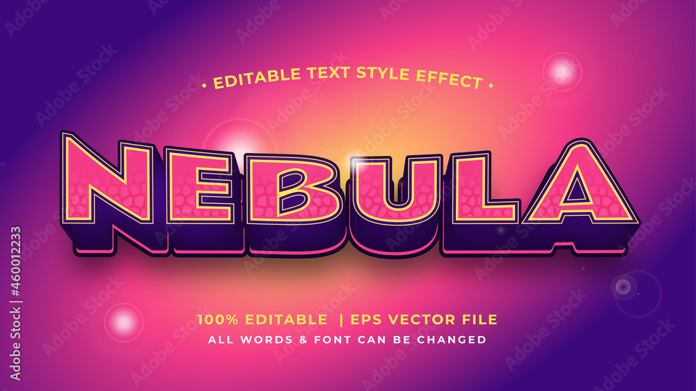 Poster nebula outer space galaxy futuristic 3d text style effect. editable illustrator text style.