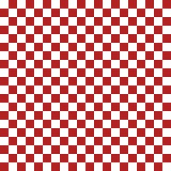 Two color checkerboard. Fire brick and White colors of checkerboard. Chessboard, checkerboard texture. Squares pattern. Background.