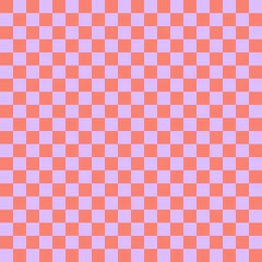 Two color checkerboard. Lavender and Salmon colors of checkerboard. Chessboard, checkerboard texture. Squares pattern. Background.