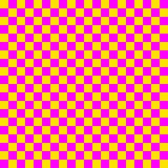 Two color checkerboard. Magenta and Yellow colors of checkerboard. Chessboard, checkerboard texture. Squares pattern. Background.
