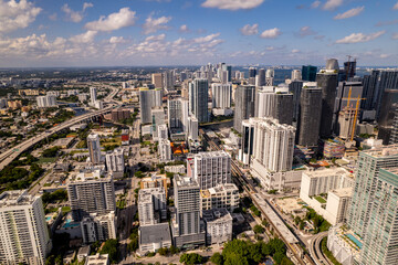 Fototapeta na wymiar Aerial drone photo Downtown Miami Florida USA