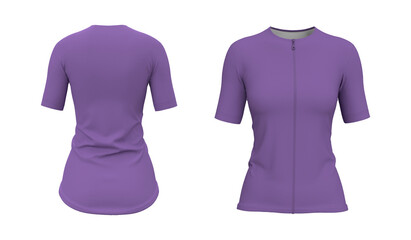 Blank cycling jersey mockup in front and back, 3d rendering, 3d illustration