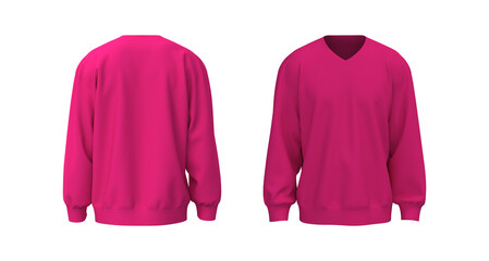 Oversized sweatshirt mock up in front, and back views. 3d rendering, 3d illustration