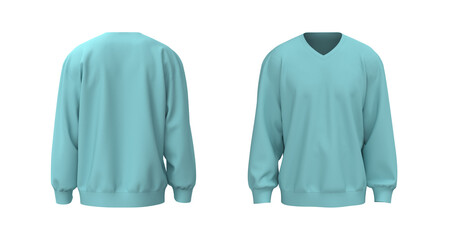 Oversized sweatshirt mock up in front, and back views. 3d rendering, 3d illustration