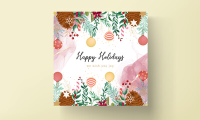 merry christmas card with beautiful christmas ornament