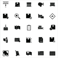 Black and white logistics design flat vector collection set