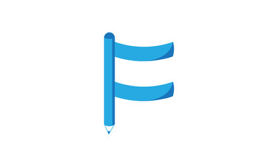 Letter F Pencil Logo Illustartion