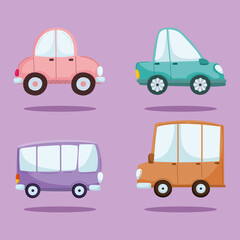 set cartoon cars