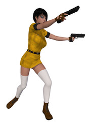 Fototapeta na wymiar 3d illustration of a woman posing with guns