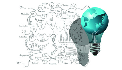 Light bulbs world ,for success,plan,think,search,analyze,communicate, futuristic idea innovation technology modern.vector
