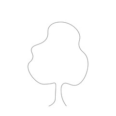 Tree silhouette line drawing vector illustration