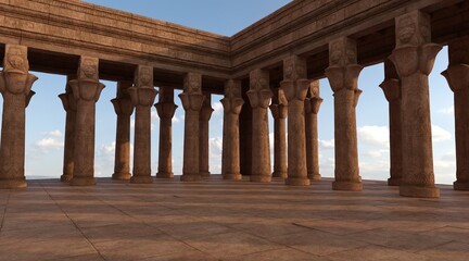 Egyptian Palace 3D Illustration Fantasy Old Kingdom