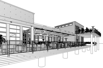 Resort Terrace Restaurant Area (sketch) - 3d architectural visualization