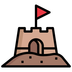 SAND CASTLE filled outline icon,linear,outline,graphic,illustration