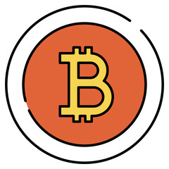 Obraz premium Flat design of bitcoin, digital currency coin icon