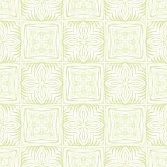 Checkered seamless pattern. Green and white. Chess alternation.