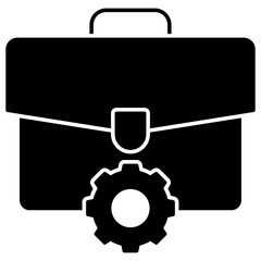 Briefcase with gear, solid design of employment management