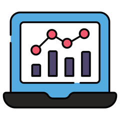 A flat design icon of online statistics