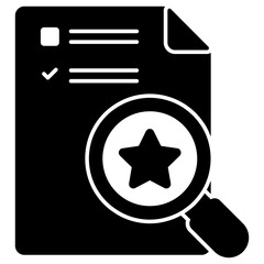 Document under magnifying glass, icon of search document