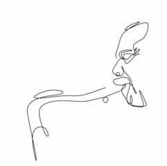 continuous drawing with one line The musician plays the saxophone in close-up
